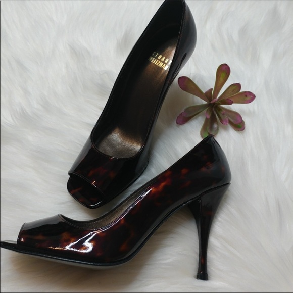Stuart Weitzman Tortoise Open Toe patent leather 7 - Picture 10 of 12